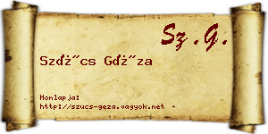 Szűcs Géza névjegykártya